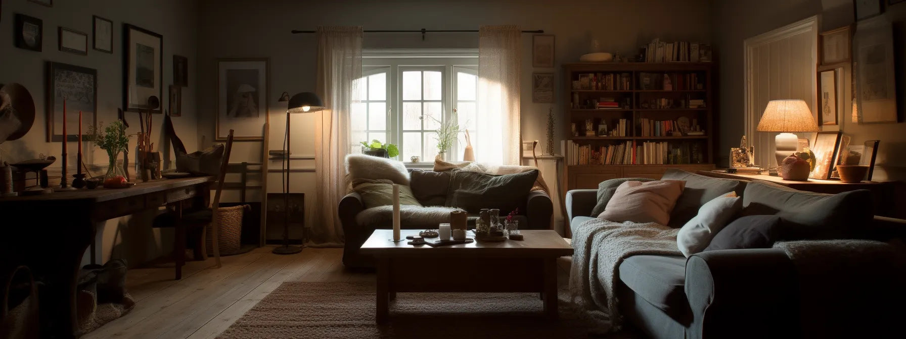 Living room with green and grey IKEA sofa in cover made by covereo