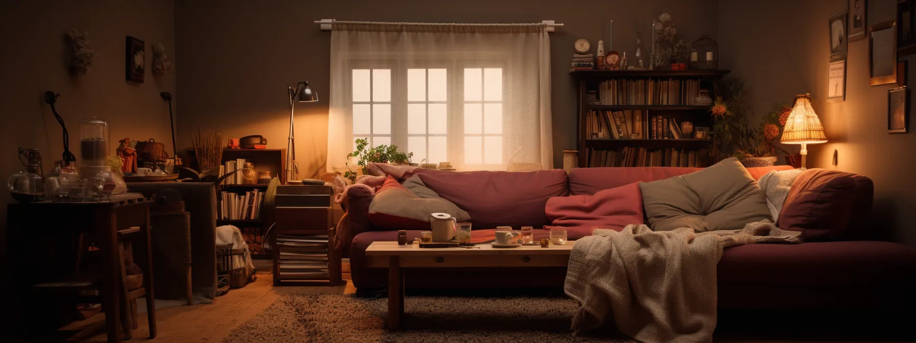 Living room with red IKEA sofa in cover made by covereo