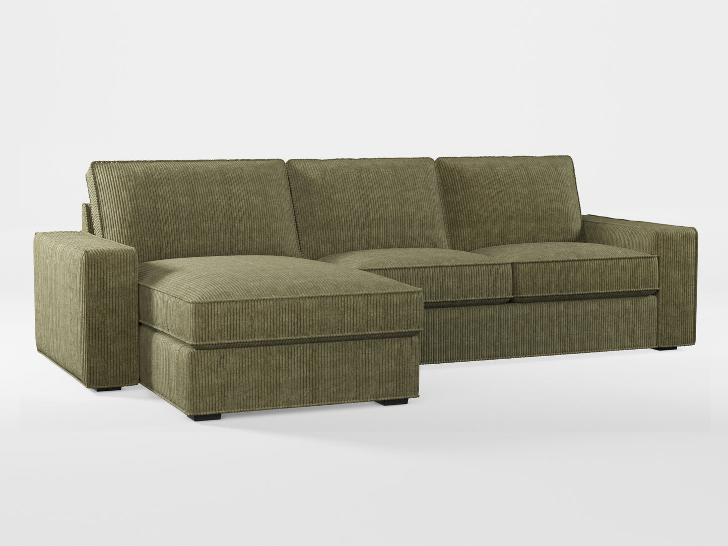 Ikea KIVIK 3-seat sofa, with chaise longue cover (left/right) made by Covereo in upholstery named COSY Deep Forest