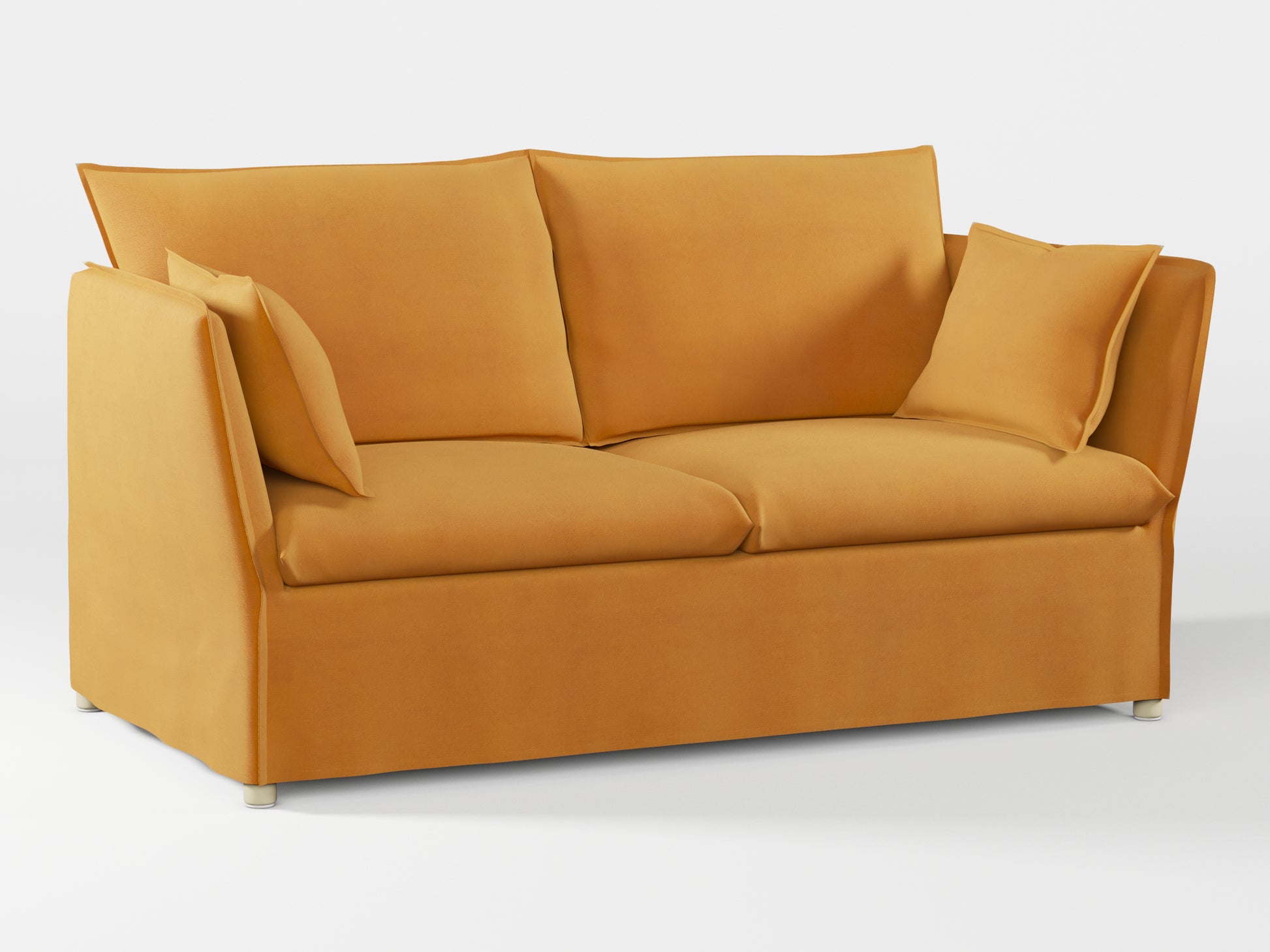 Ikea BACKSÄLEN 2-seat sofa cover made by Covereo in upholstery named OMON Classic Mustard