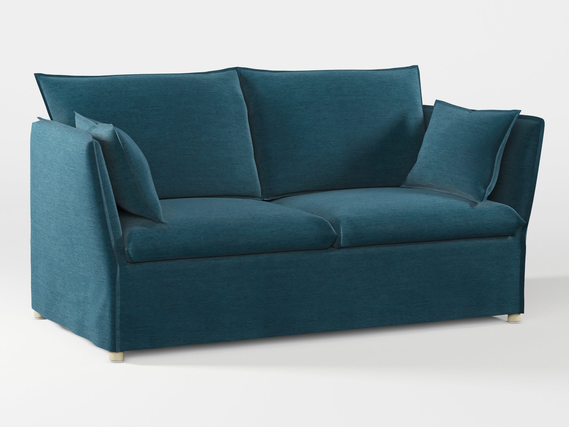 Ikea BACKSÄLEN 2-seat sofa cover made by Covereo in upholstery named PECADLY Ocean Blue