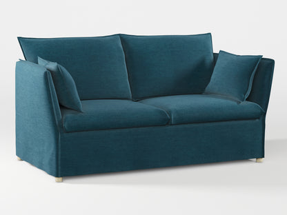 Ikea BACKSÄLEN 2-seat sofa cover made by Covereo in upholstery named PECADLY Ocean Blue