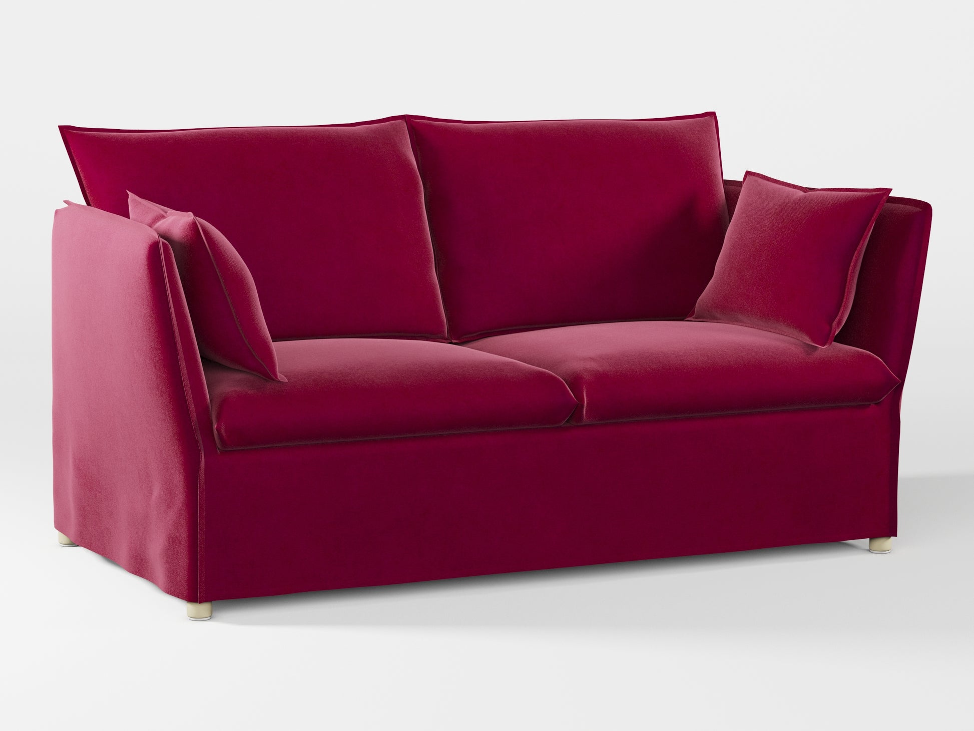 Ikea BACKSÄLEN 2-seat sofa cover made by Covereo in upholstery named VELVET Beetroot Cocktail