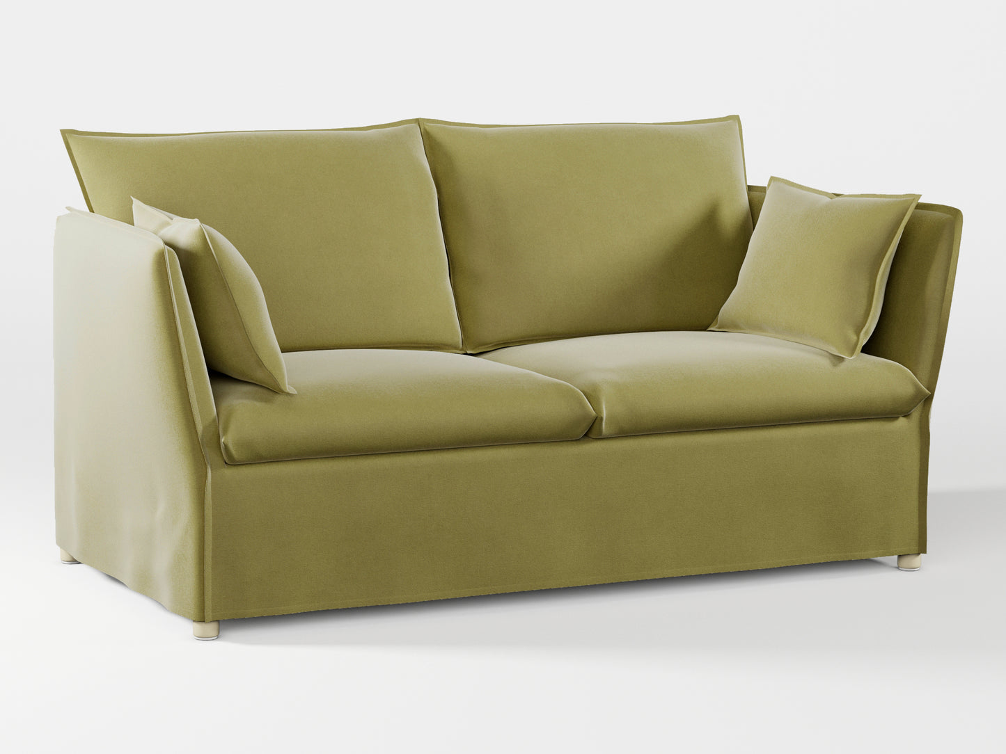 Ikea BACKSÄLEN 2-seat sofa cover made by Covereo in upholstery named VELVET Olive Dream