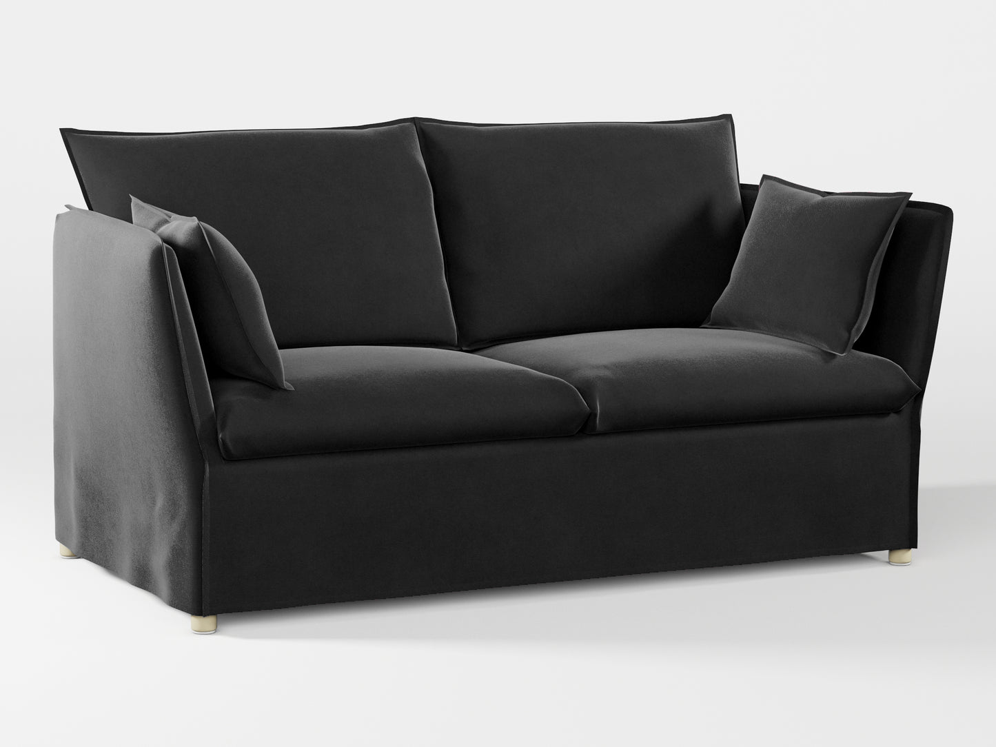 Ikea BACKSÄLEN 2-seat sofa cover made by Covereo in upholstery named VELVET Shiny Black