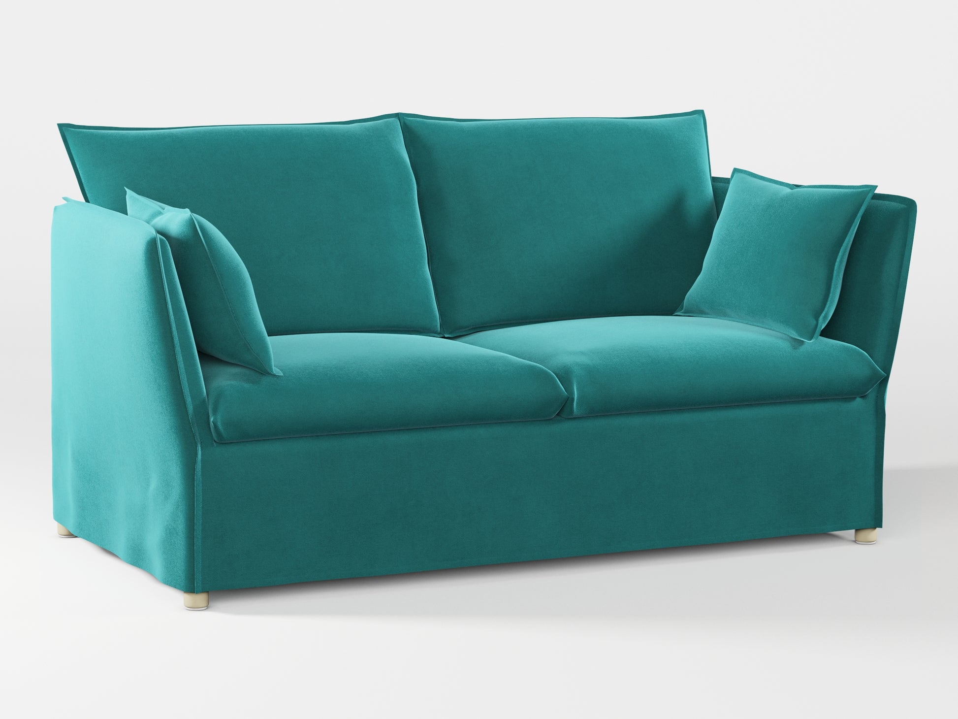 Ikea BACKSÄLEN 2-seat sofa cover made by Covereo in upholstery named VELVET Turquoise Twist