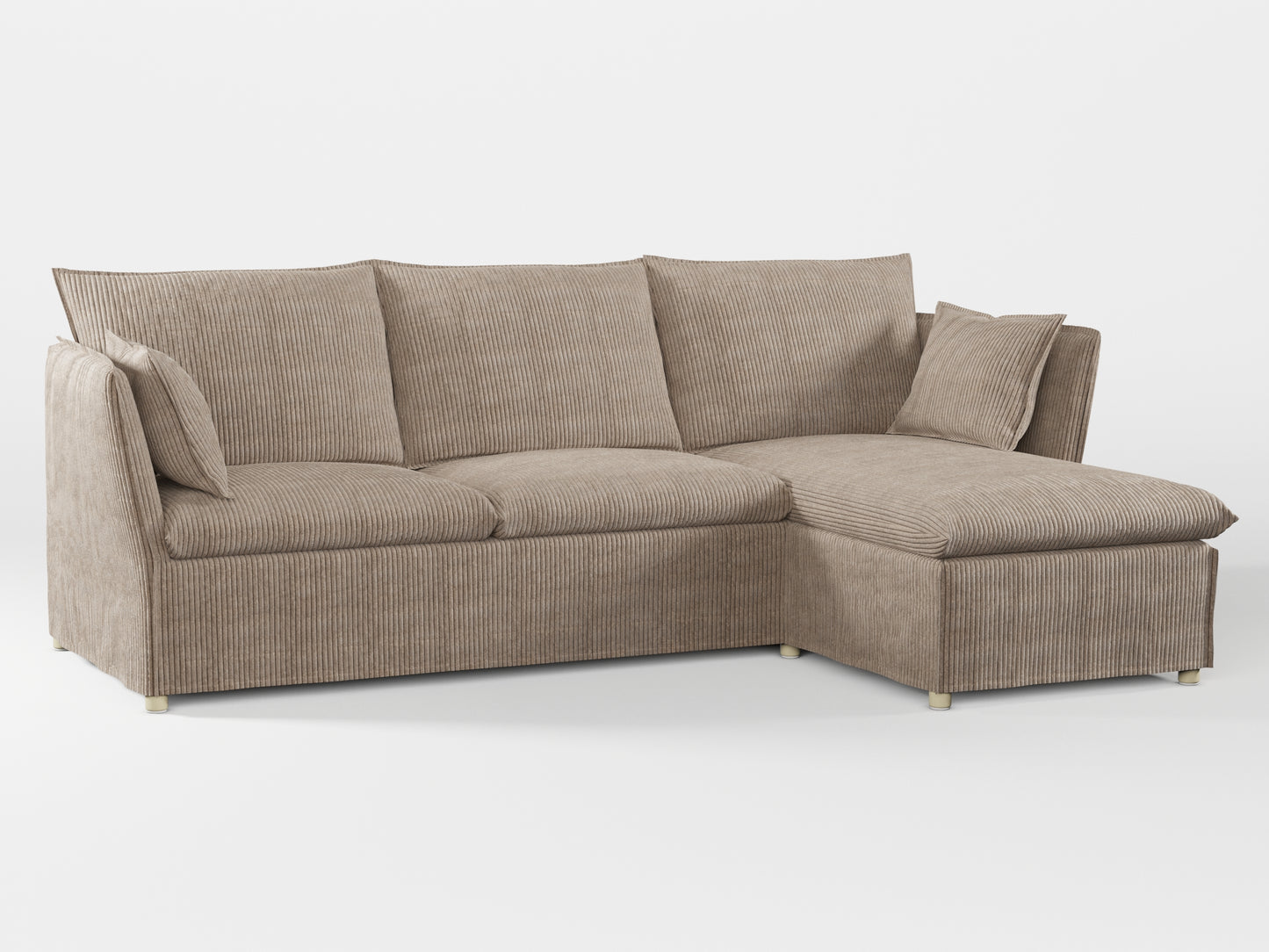 Ikea BACKSÄLEN 3-seat sofa with chaise longue cover made by Covereo in upholstery named COSY Ashen Sky