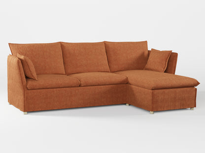 Ikea BACKSÄLEN 3-seat sofa with chaise longue cover made by Covereo in upholstery named COSY Autumn Leaves