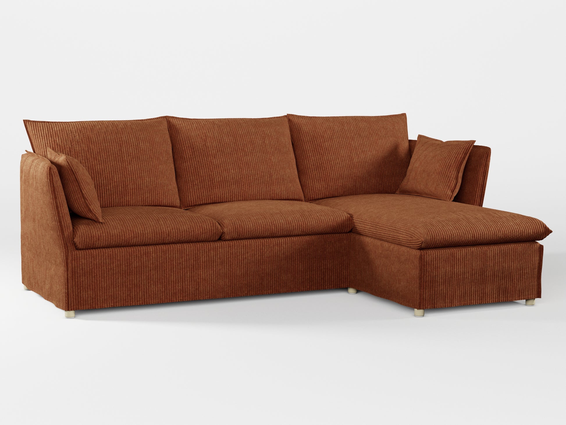 Ikea BACKSÄLEN 3-seat sofa with chaise longue cover made by Covereo in upholstery named COSY Chestnut