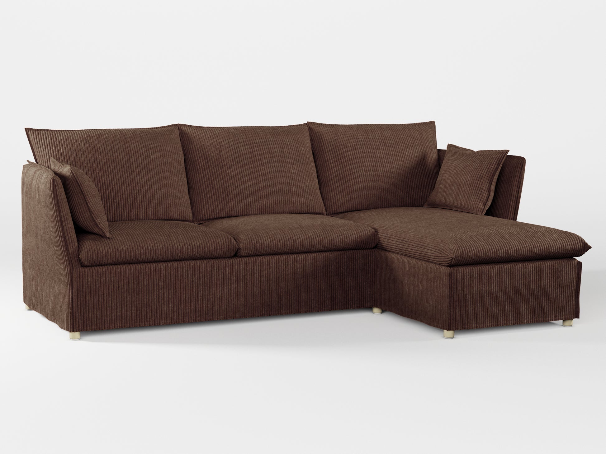 Ikea BACKSÄLEN 3-seat sofa with chaise longue cover made by Covereo in upholstery named COSY Dark Candy