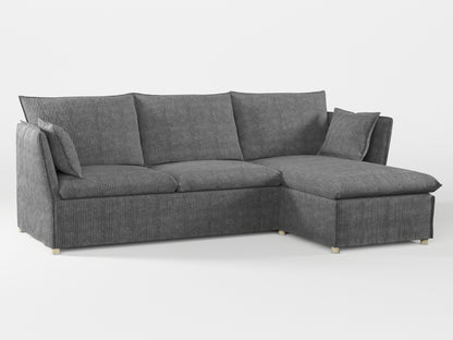 Ikea BACKSÄLEN 3-seat sofa with chaise longue cover made by Covereo in upholstery named COSY Grey Shadow