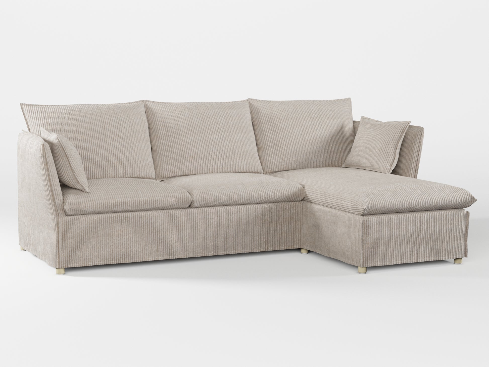 Ikea BACKSÄLEN 3-seat sofa with chaise longue cover made by Covereo in upholstery named COSY Sea Shell