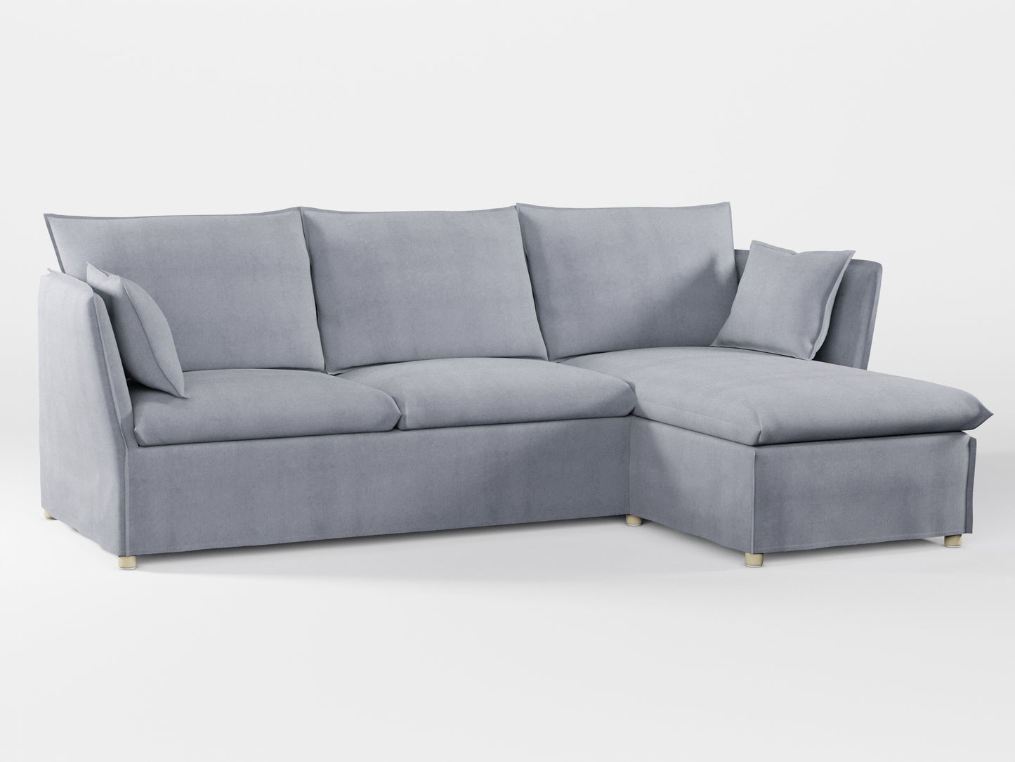 Ikea BACKSÄLEN 3-seat sofa with chaise longue cover made by Covereo in upholstery named OMON Industrial Grey