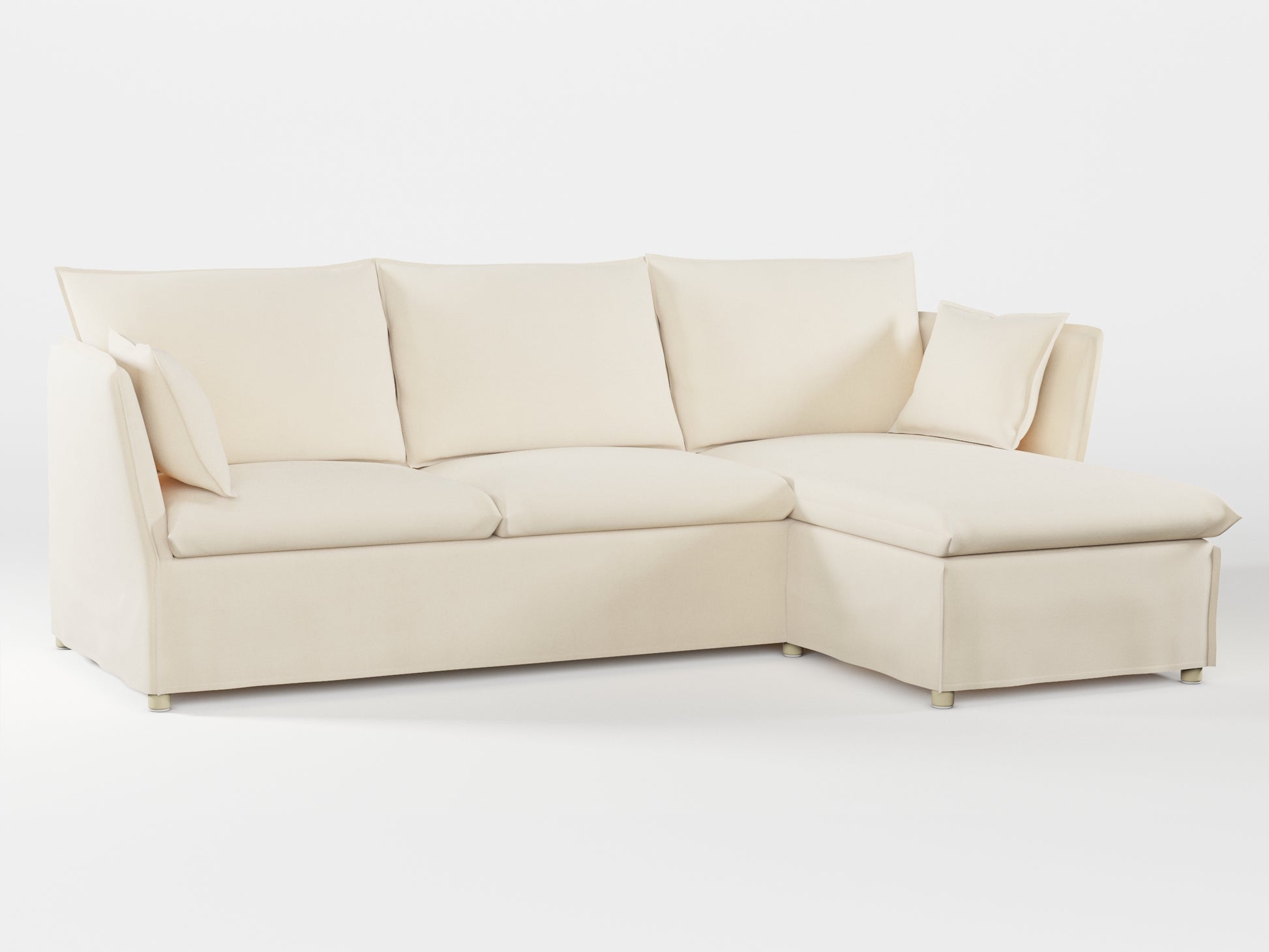 Ikea BACKSÄLEN 3-seat sofa with chaise longue cover made by Covereo in upholstery named OMON Natural Beige