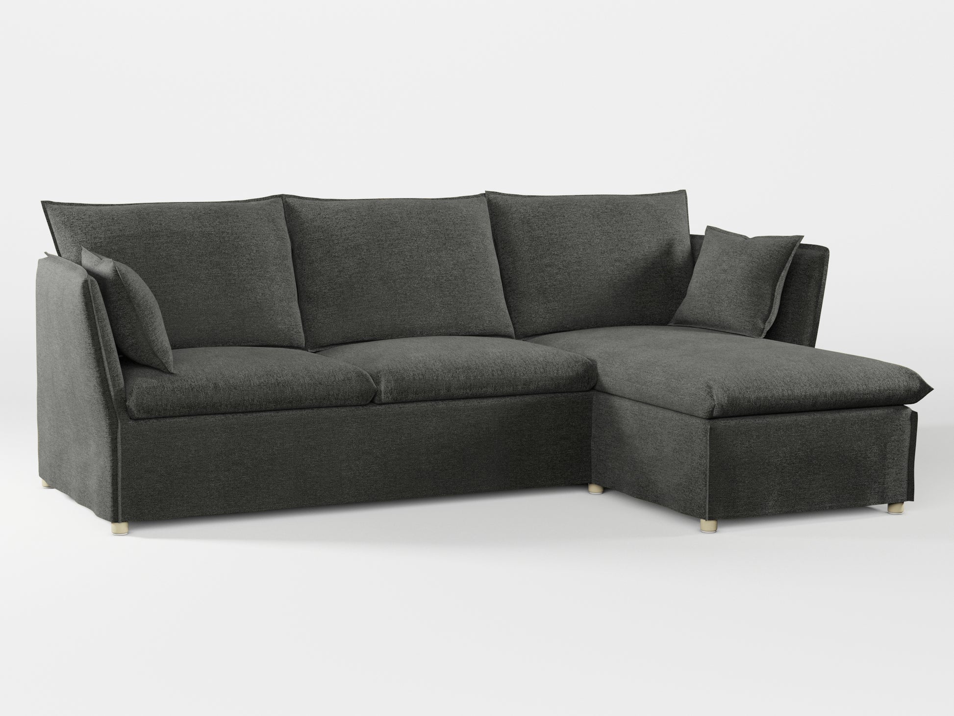 Ikea BACKSÄLEN 3-seat sofa with chaise longue cover made by Covereo in upholstery named MONTANA Dark Grey