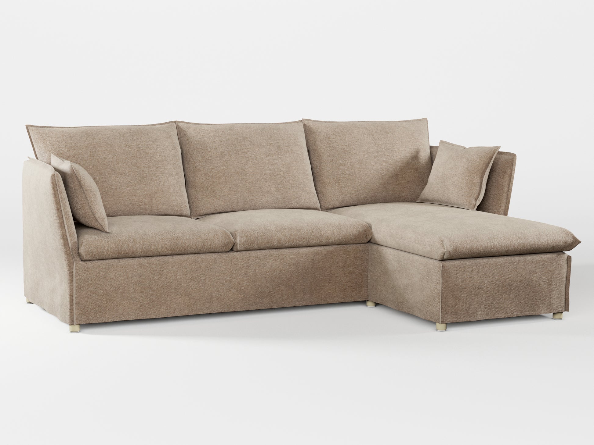 Ikea BACKSÄLEN 3-seat sofa with chaise longue cover made by Covereo in upholstery named MONTANA Gravel Beige