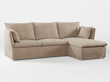 Ikea BACKSÄLEN 3-seat sofa with chaise longue cover made by Covereo in upholstery named MONTANA Gravel Beige