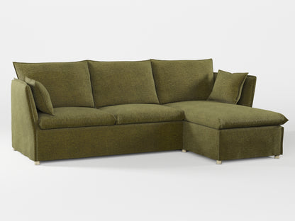 Ikea BACKSÄLEN 3-seat sofa with chaise longue cover made by Covereo in upholstery named MONTANA Khaki