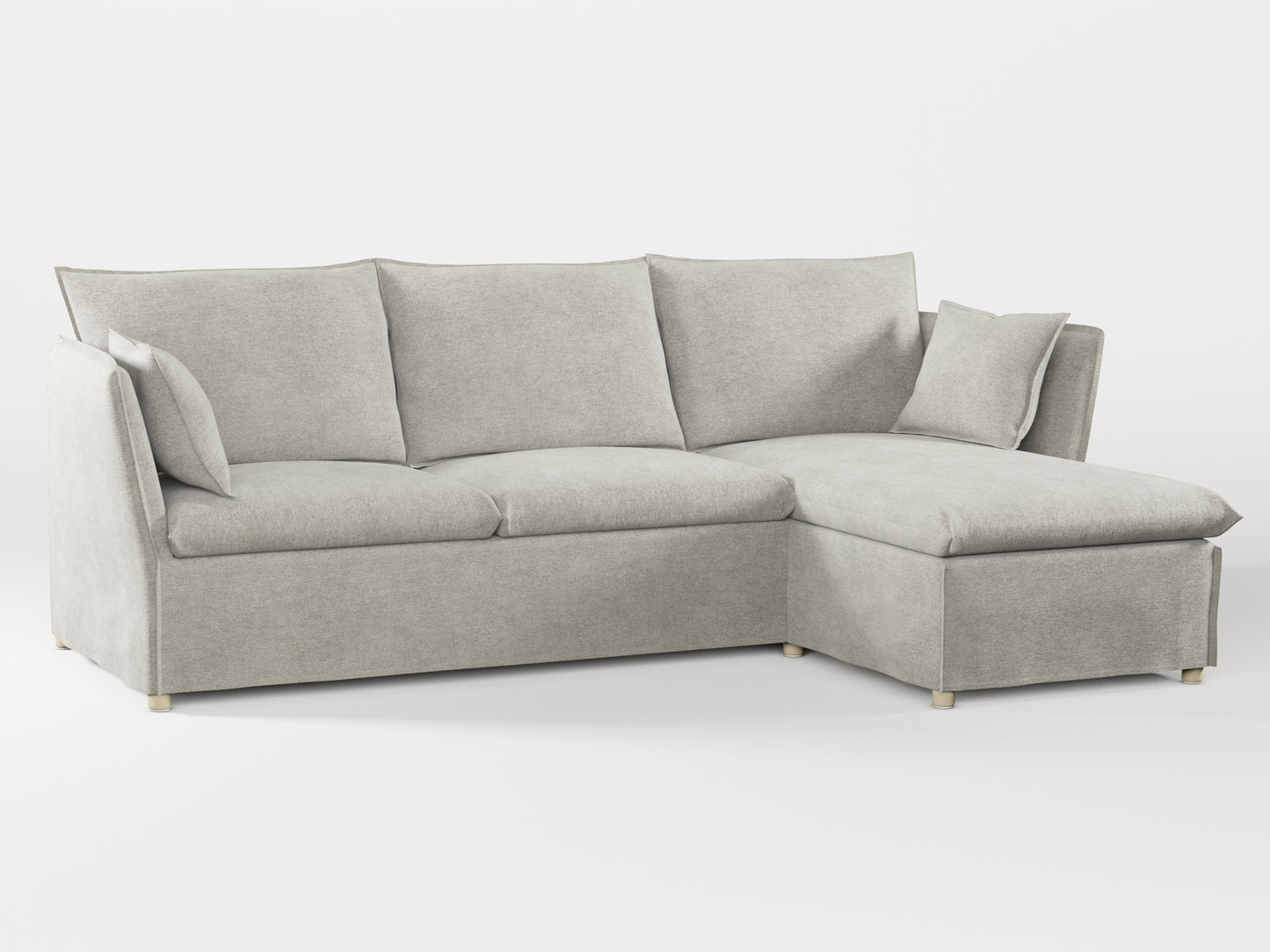 Ikea BACKSÄLEN 3-seat sofa with chaise longue cover made by Covereo in upholstery named MONTANA Light Grey