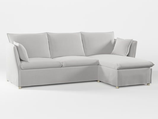 Ikea BACKSÄLEN 3-seat sofa with chaise longue cover made by Covereo in upholstery named PECADLY Air Grey