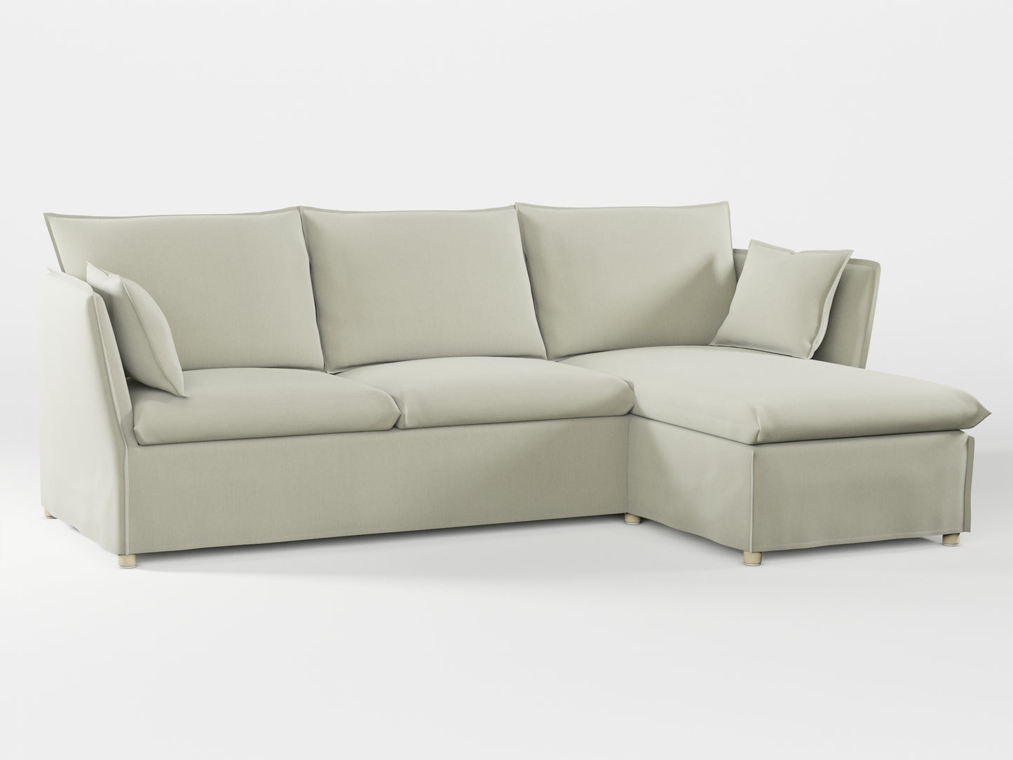 Ikea BACKSÄLEN 3-seat sofa with chaise longue cover made by Covereo in upholstery named PECADLY Dusty Beige