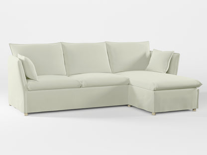 Ikea BACKSÄLEN 3-seat sofa with chaise longue cover made by Covereo in upholstery named PECADLY Ivory Touch