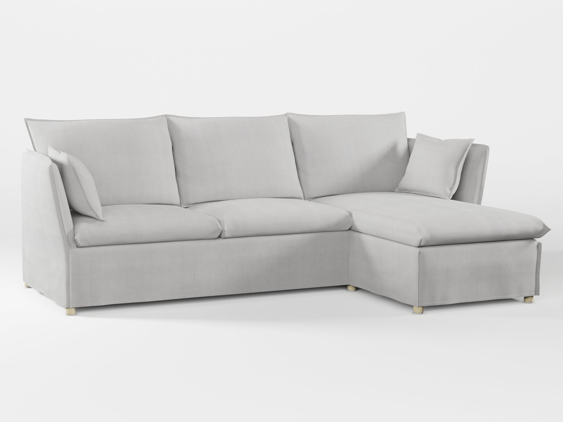 Ikea BACKSÄLEN 3-seat sofa with chaise longue cover made by Covereo in upholstery named TUNSO Grey One