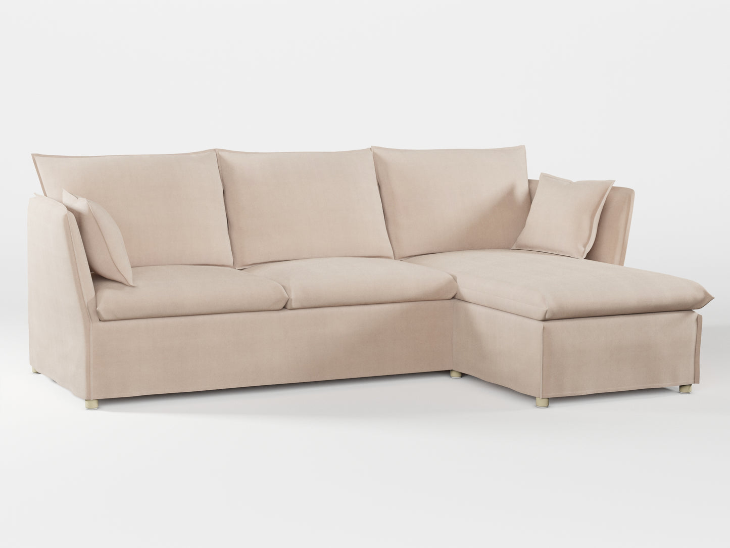 Ikea BACKSÄLEN 3-seat sofa with chaise longue cover made by Covereo in upholstery named TUNSO Nude Four