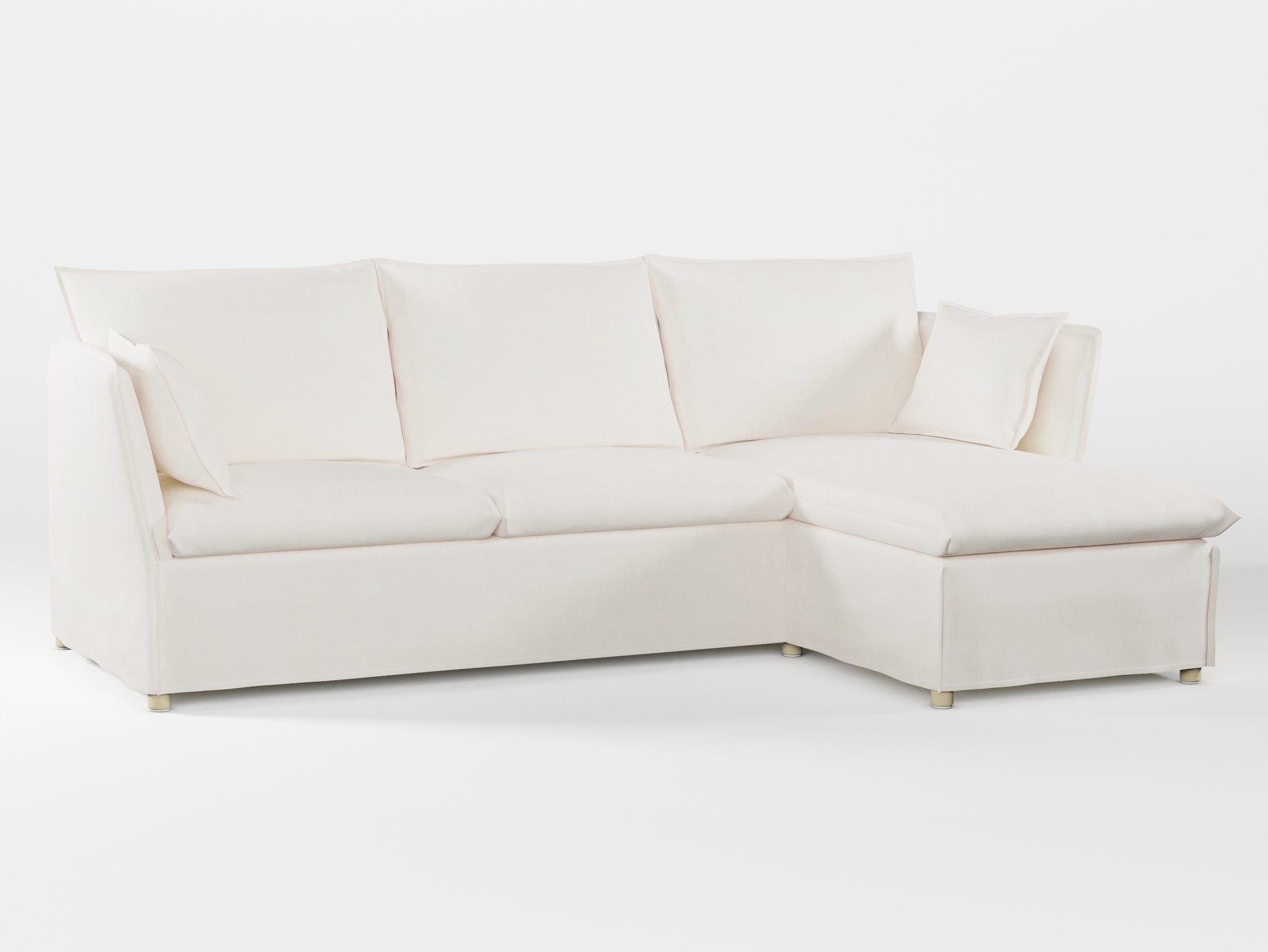 Ikea BACKSÄLEN 3-seat sofa with chaise longue cover made by Covereo in upholstery named TUNSO Nude One