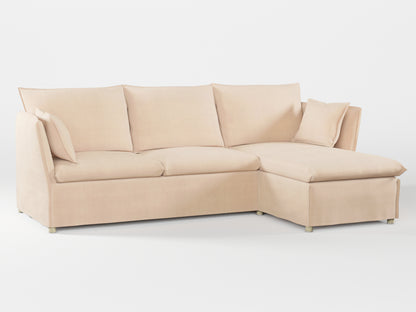 Ikea BACKSÄLEN 3-seat sofa with chaise longue cover made by Covereo in upholstery named TUNSO Nude Three