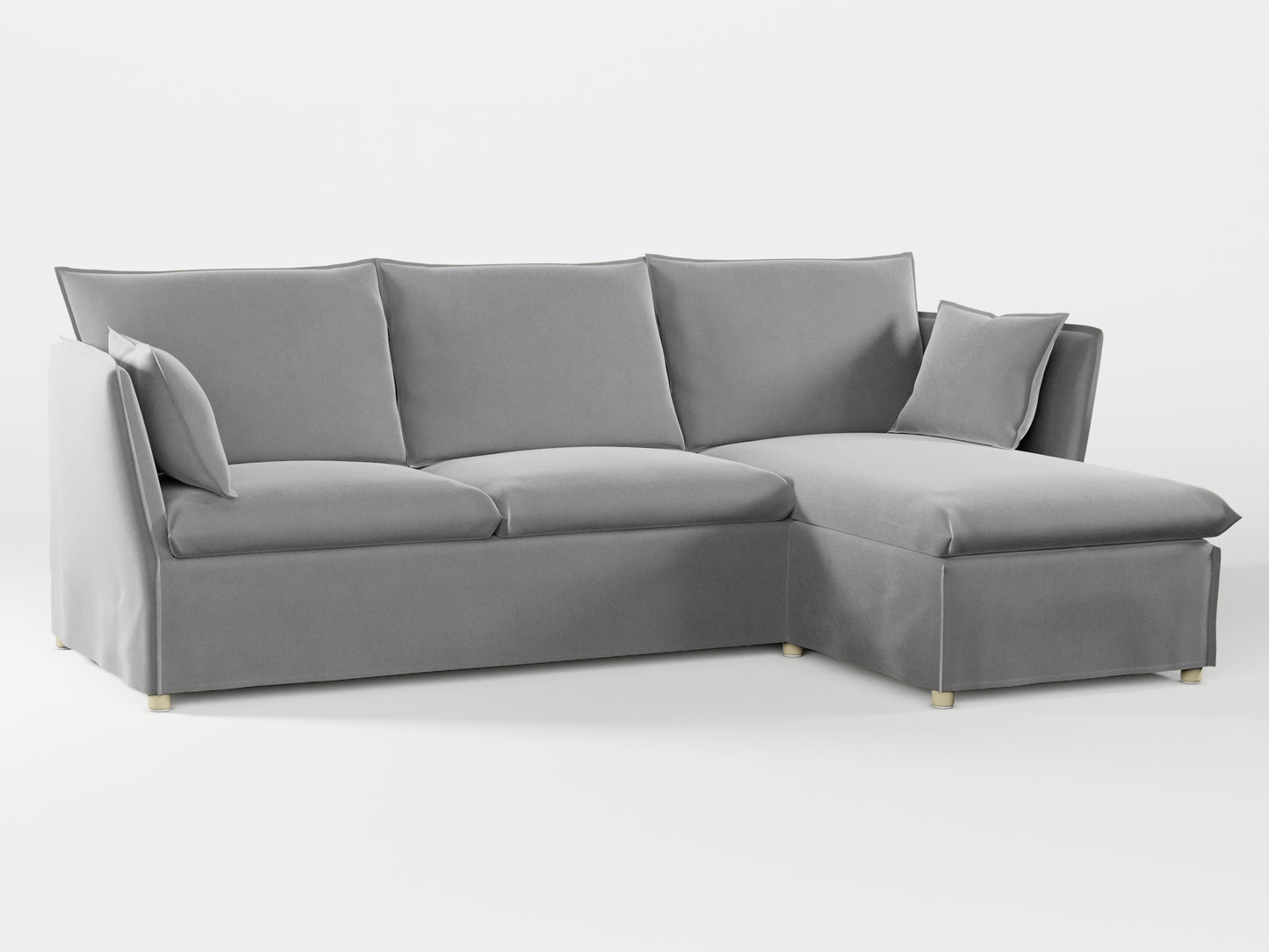 Ikea BACKSÄLEN 3-seat sofa with chaise longue cover made by Covereo in upholstery named VELVET Cool Grey