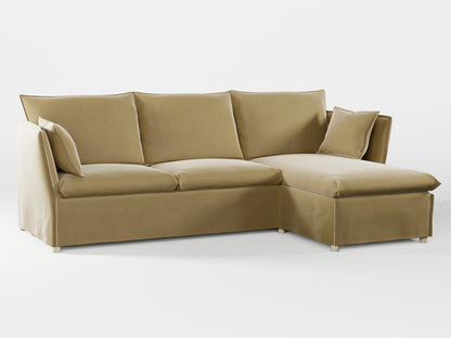 Ikea BACKSÄLEN 3-seat sofa with chaise longue cover made by Covereo in upholstery named VELVET Golden Hour