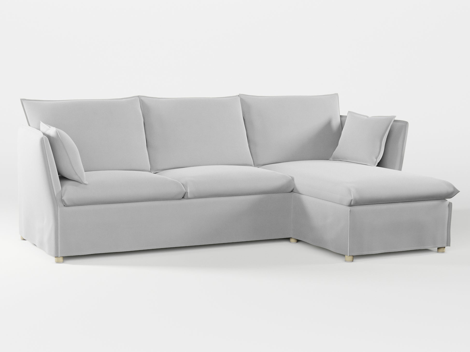 Ikea BACKSÄLEN 3-seat sofa with chaise longue cover made by Covereo in upholstery named VELVET Queen of Ice