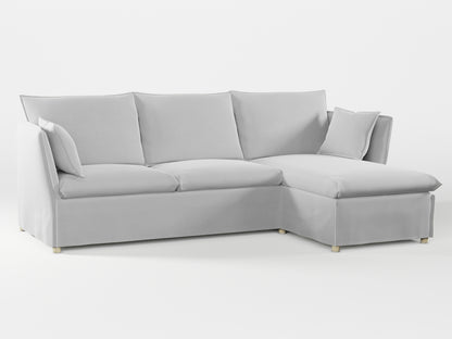 Ikea BACKSÄLEN 3-seat sofa with chaise longue cover made by Covereo in upholstery named VELVET Queen of Ice