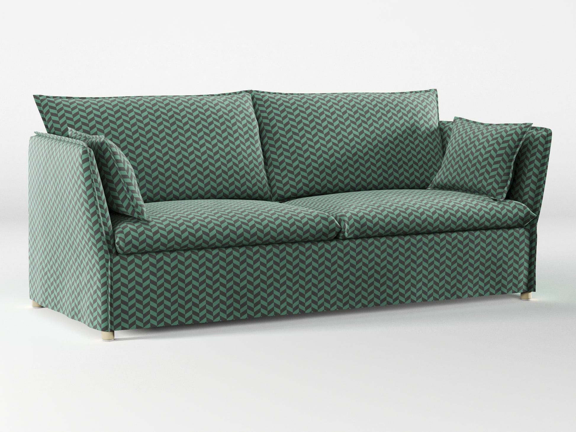 Ikea BACKSÄLEN 3-seat sofa cover made by Covereo in upholstery named HERRINGBONE Green