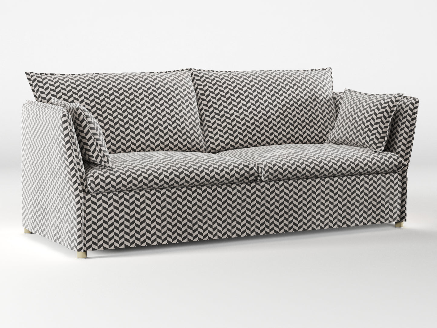 Ikea BACKSÄLEN 3-seat sofa cover made by Covereo in upholstery named HERRINGBONE Silver