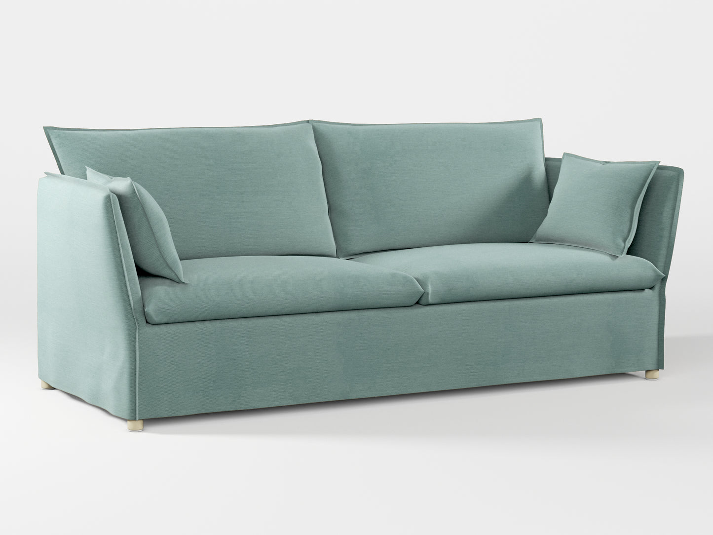 Ikea BACKSÄLEN 3-seat sofa cover made by Covereo in upholstery named PECADLY Misty Blue