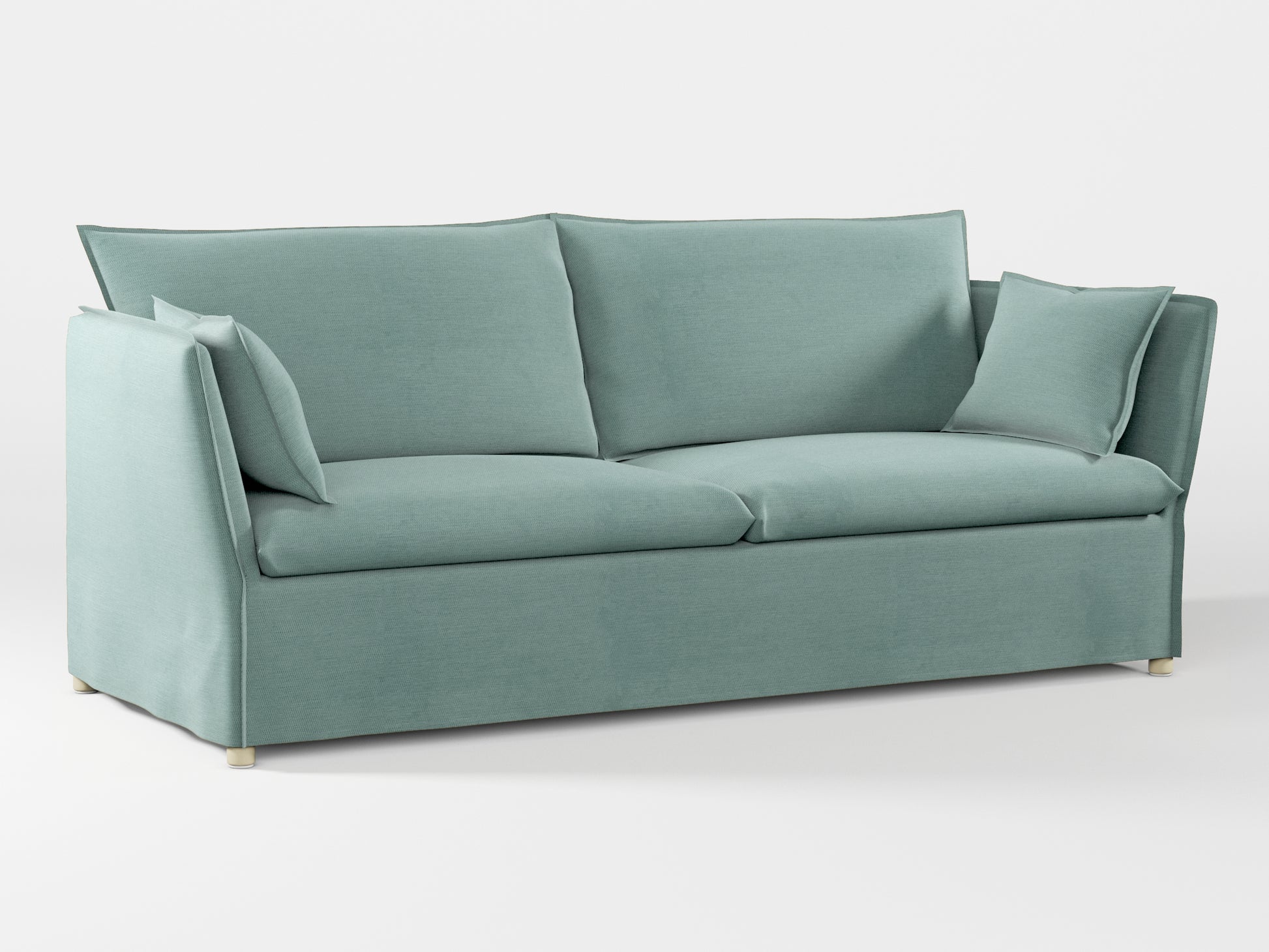 Ikea BACKSÄLEN 3-seat sofa cover made by Covereo in upholstery named PECADLY Misty Blue