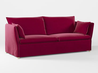 Ikea BACKSÄLEN 3-seat sofa cover made by Covereo in upholstery named VELVET Beetroot Cocktail