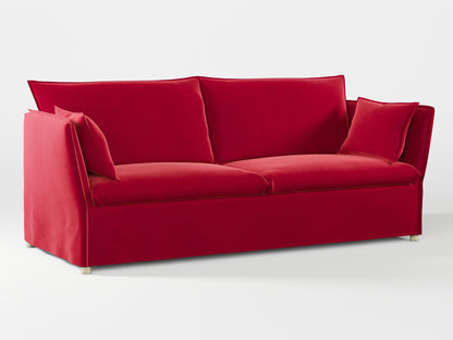 Ikea BACKSÄLEN 3-seat sofa cover made by Covereo in upholstery named VELVET Intense Red