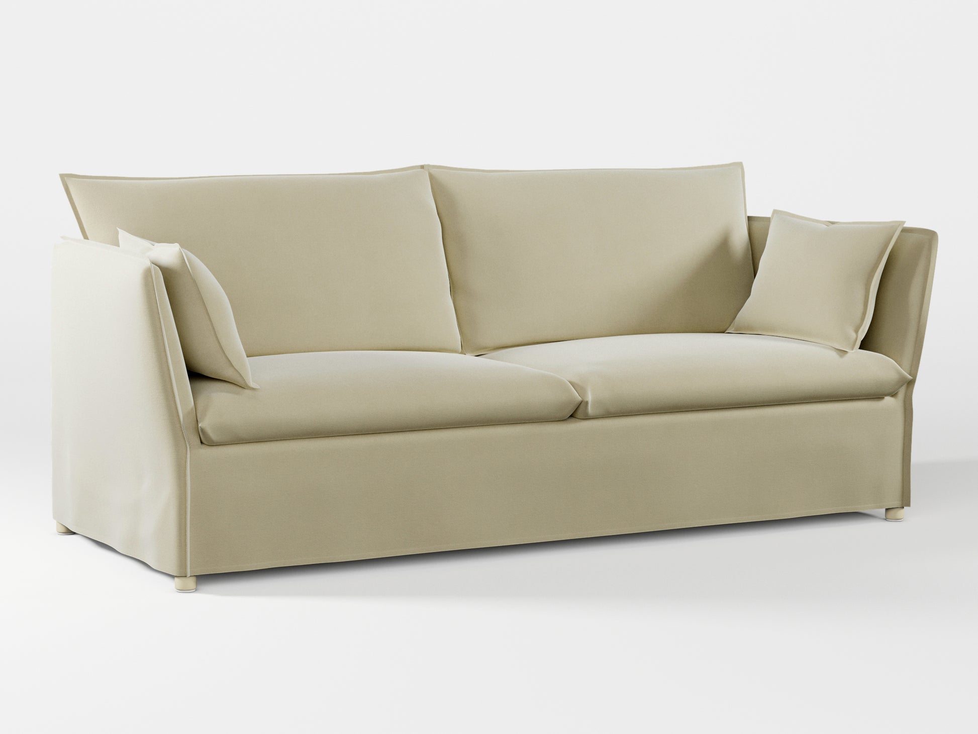 Ikea BACKSÄLEN 3-seat sofa cover made by Covereo in upholstery named VELVET Pearl Cream