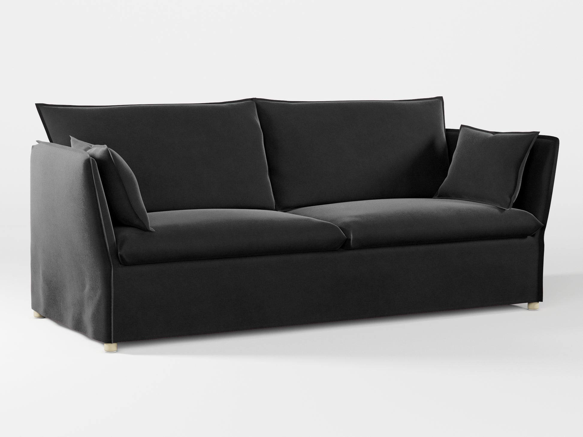 Ikea BACKSÄLEN 3-seat sofa cover made by Covereo in upholstery named VELVET Shiny Black