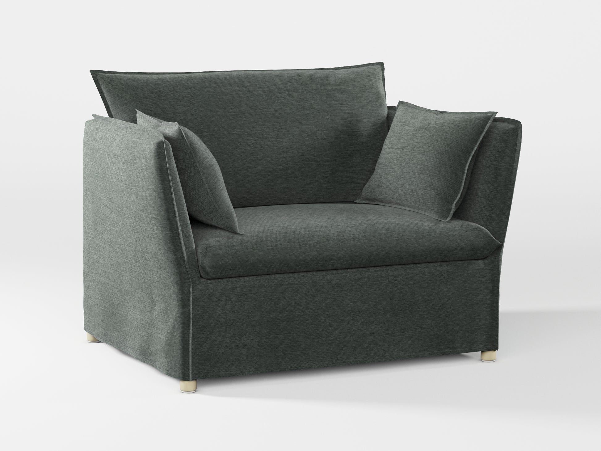 Ikea BACKSÄLEN 1,5-seat armchair cover made by Covereo in upholstery named PECADLY Evening Grey