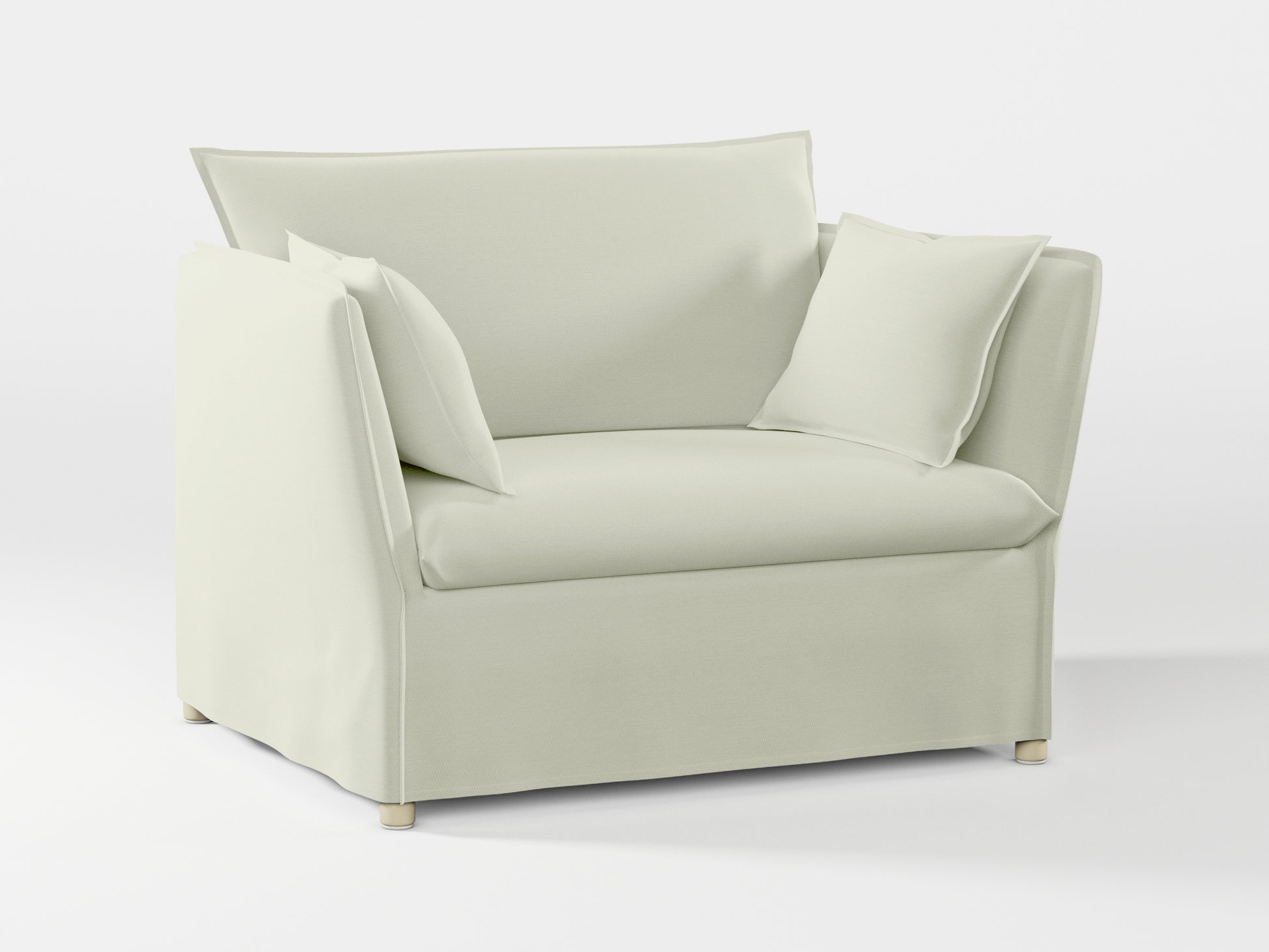 Ikea BACKSÄLEN 1,5-seat armchair cover made by Covereo in upholstery named PECADLY Ivory Touch