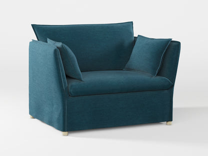 Ikea BACKSÄLEN 1,5-seat armchair cover made by Covereo in upholstery named PECADLY Ocean Blue