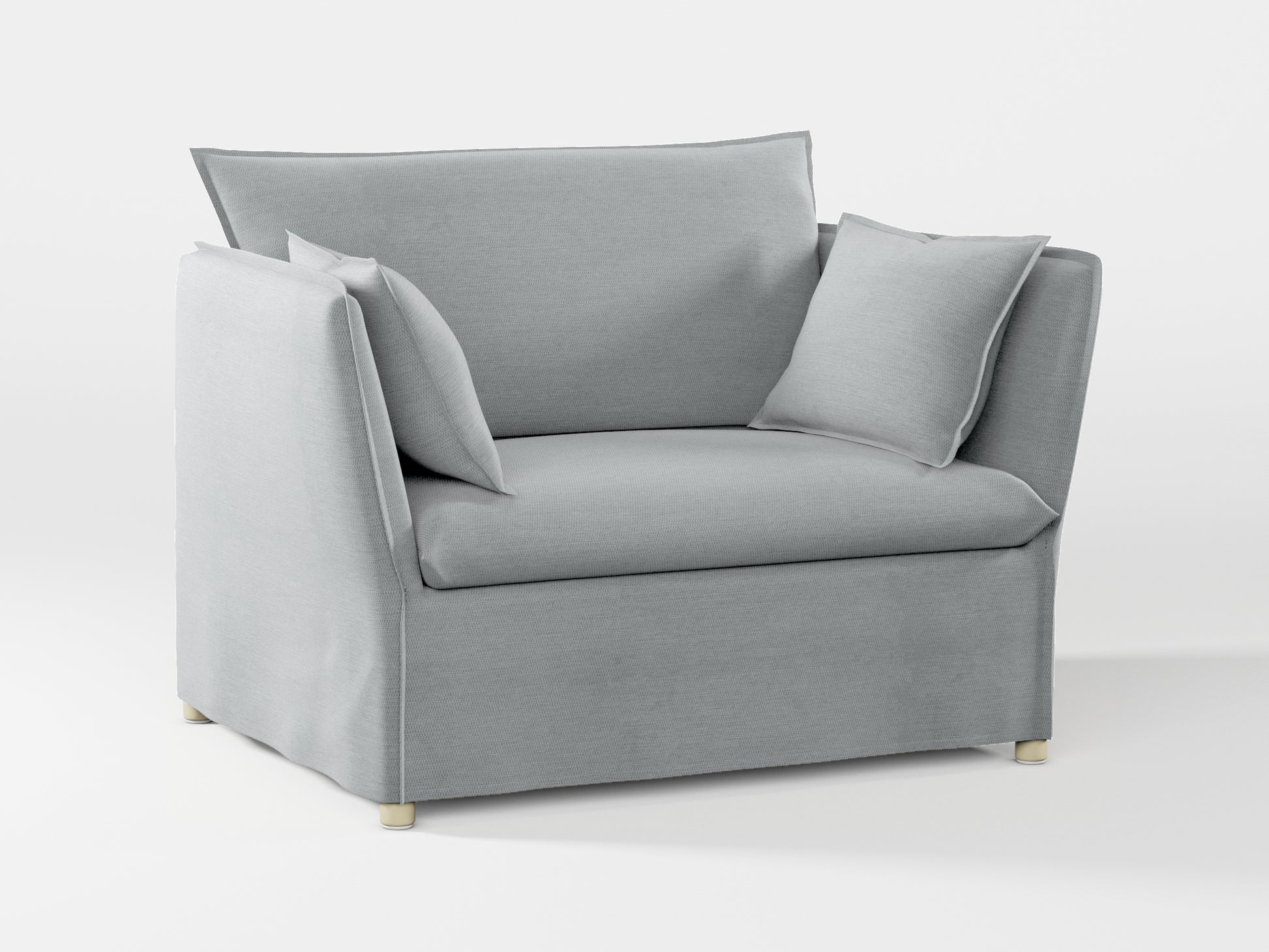 Ikea BACKSÄLEN 1,5-seat armchair cover made by Covereo in upholstery named PECADLY Pebble Grey