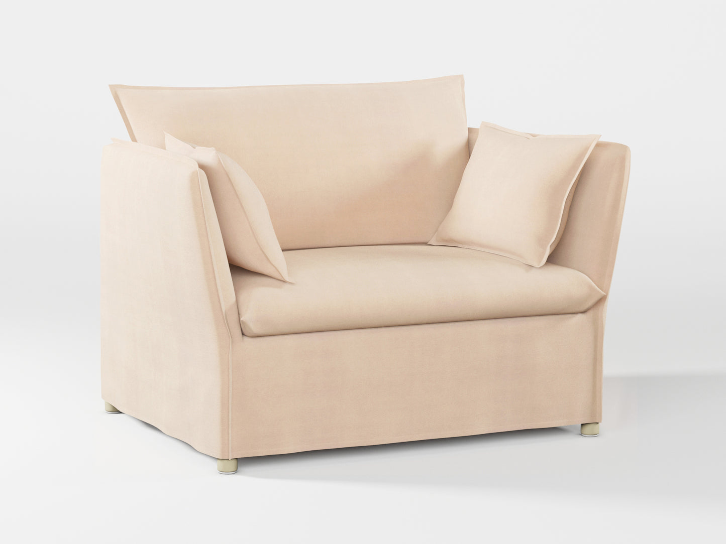 Ikea BACKSÄLEN 1,5-seat armchair cover made by Covereo in upholstery named TUNSO Nude Three