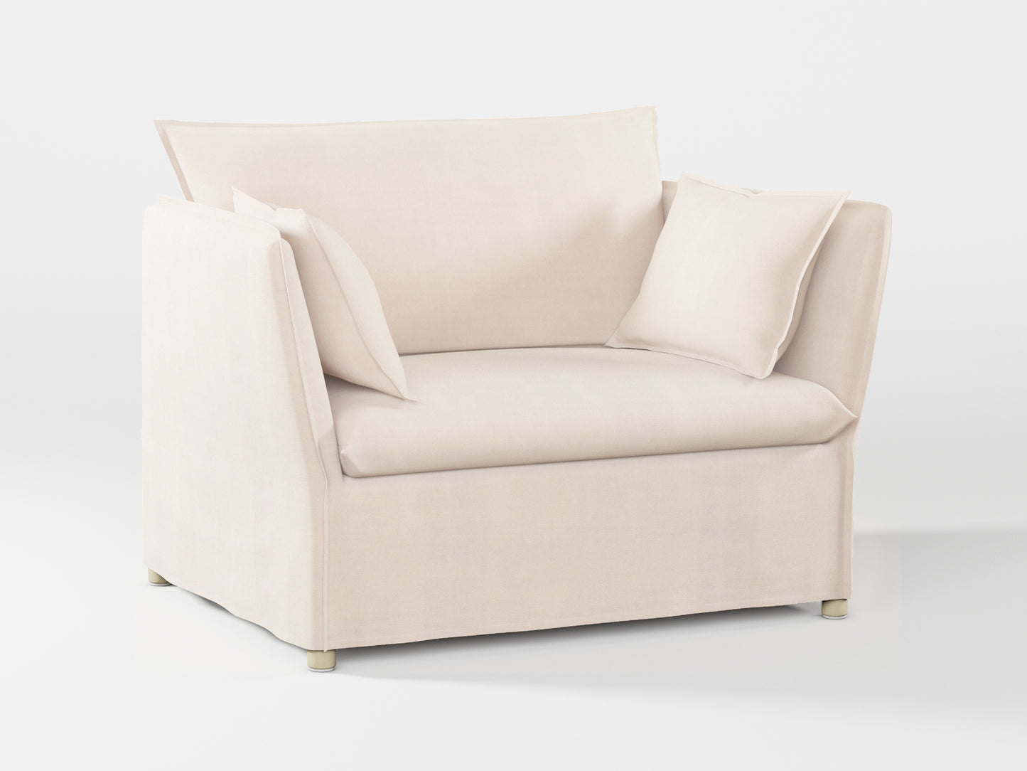 Ikea BACKSÄLEN 1,5-seat armchair cover made by Covereo in upholstery named TUNSO Nude Two