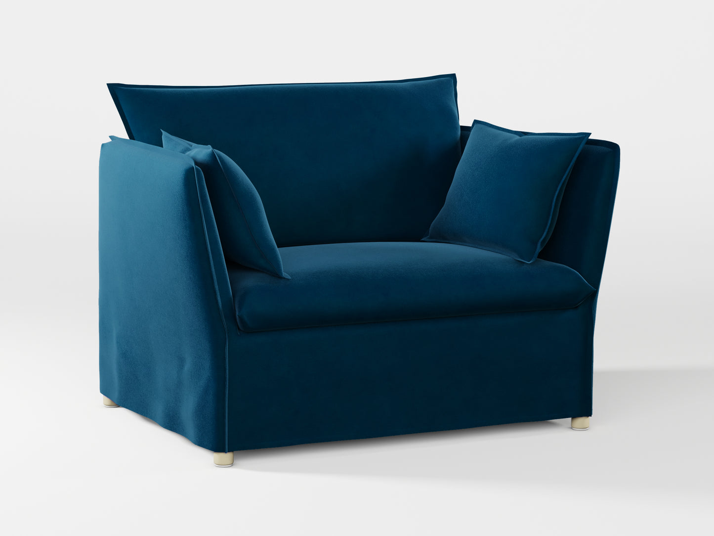 Ikea BACKSÄLEN 1,5-seat armchair cover made by Covereo in upholstery named VELVET In the Navy