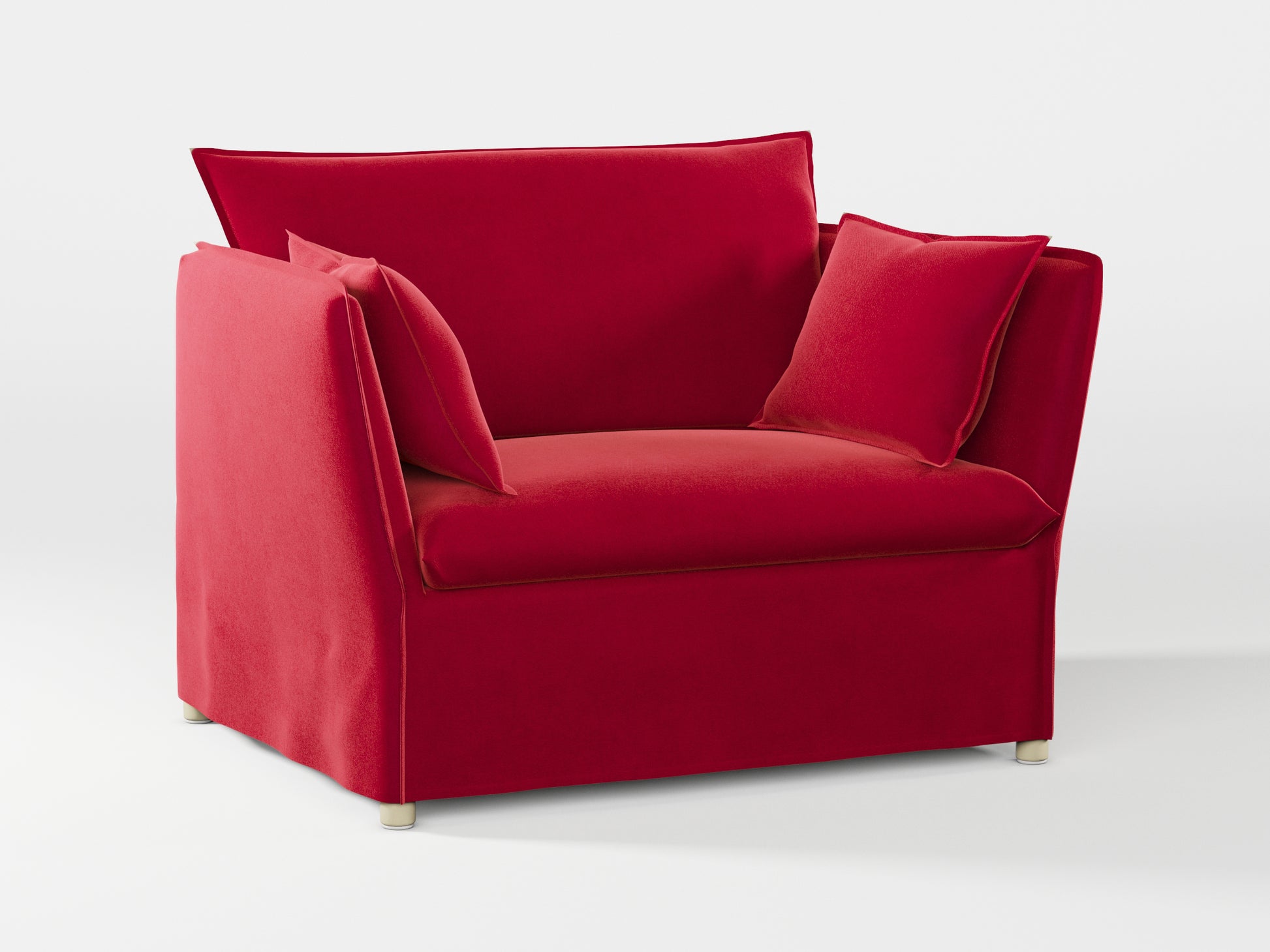 Ikea BACKSÄLEN 1,5-seat armchair cover made by Covereo in upholstery named VELVET Intense Red